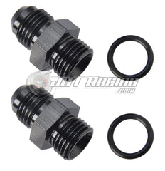 JDT Racing 6AN to -6 ORB O-Ring Boss AN6 6AN Male Adapter Fitting Black Aluminum (2 Pack)