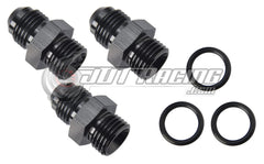 JDT Racing 6AN to -6 ORB O-Ring Boss AN6 6AN Male Adapter Fitting Black Aluminum (3 Pack)
