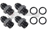 JDT Racing 6AN to -6 ORB O-Ring Boss AN6 6AN Male Adapter Fitting Black Aluminum (4 Pack)