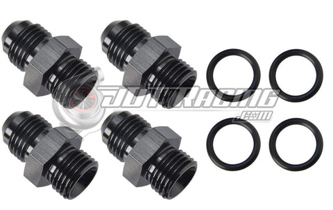 JDT Racing 6AN to -6 ORB O-Ring Boss AN6 6AN Male Adapter Fitting Black Aluminum (4 Pack)