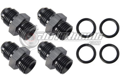 JDT Racing 6AN to -6 ORB O-Ring Boss AN6 6AN Male Adapter Fitting Black Aluminum (4 Pack)