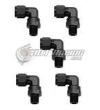 -4AN AN4 Female Swivel to 1/8" NPT Male 90 Degree Adapter Fitting Black (5 Pack)