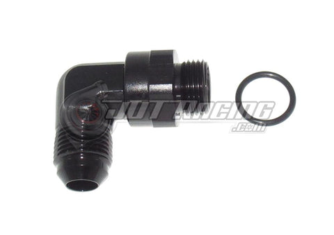 -8AN Flare To -8 ORB Male 90° Degree AN Flare Aluminum Swivel Fitting Black