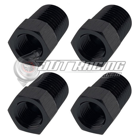 JDT Racing 1/4" NPT Male to 1/8" NPT Female Reducer AN Fitting Adapter Black (4 Pack)