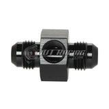 JDT Racing 6AN Male Flare to AN6 Male Flare Adapter Fitting w/ 1/8" NPT Sensor Port Black