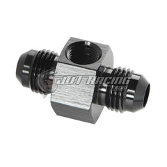JDT Racing 6AN Male Flare to AN6 Male Flare Adapter Fitting w/ 1/8" NPT Sensor Port Black