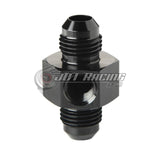 JDT Racing 6AN Male Flare to AN6 Male Flare Adapter Fitting w/ 1/8" NPT Sensor Port Black