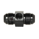 JDT Racing 8AN Male Flare to AN8 Male Flare Adapter Fitting w/ 1/8" NPT Sensor Port Black