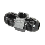 JDT Racing 8AN Male Flare to AN8 Male Flare Adapter Fitting w/ 1/8" NPT Sensor Port Black