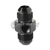 JDT Racing 8AN Male Flare to AN8 Male Flare Adapter Fitting w/ 1/8" NPT Sensor Port Black