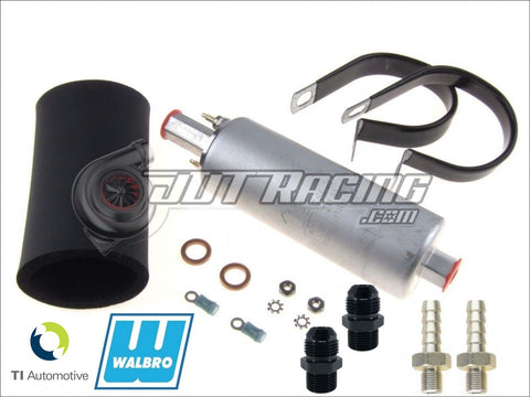 Genuine Walbro TI GSL396 350LPH Inline Fuel Pump + Install Kit + 8AN Fittings